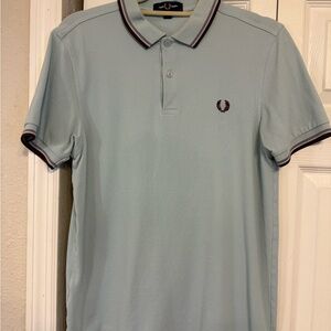 Fred Perry Sky Blue Polo with Maroon Trim